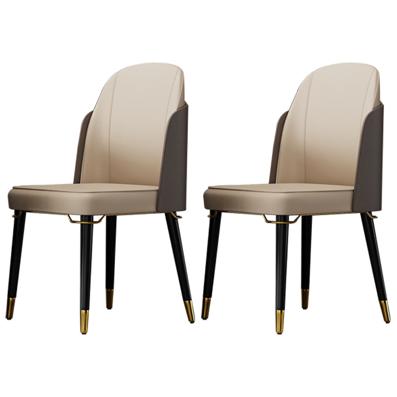 Nordic Style Wood Dining Chair PU Leather Armless Dining Chairs for Home Use Brown-Khaki 2 Piece Set Clearhalo ' kitchen&dining_furn' 'Dining Chairs' 'Dining Tables & Seating' 'dining_chair' 'furn' 'furn_dining_chair' 'Furniture' 'furniture_dining_chair' 'Kitchen & Dining Furniture' 'kitchen' 4097196
