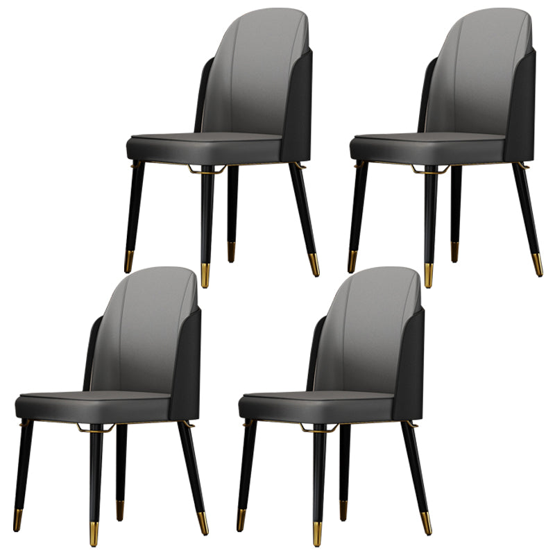 Nordic Style Wood Dining Chair PU Leather Armless Dining Chairs for Home Use Dark Gray-Black 4 Piece Set Clearhalo ' kitchen&dining_furn' 'Dining Chairs' 'Dining Tables & Seating' 'dining_chair' 'furn' 'furn_dining_chair' 'Furniture' 'furniture_dining_chair' 'Kitchen & Dining Furniture' 'kitchen' 4097199