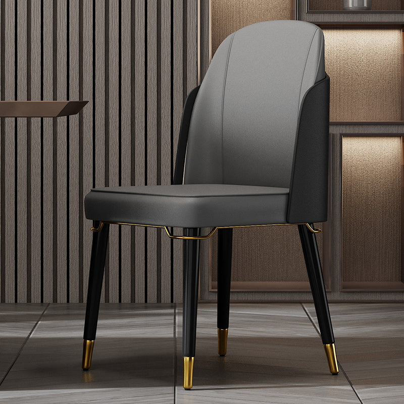 Nordic Style Wood Dining Chair PU Leather Armless Dining Chairs for Home Use Dark Gray-Black 1 Piece Clearhalo ' kitchen&dining_furn' 'Dining Chairs' 'Dining Tables & Seating' 'dining_chair' 'furn' 'furn_dining_chair' 'Furniture' 'furniture_dining_chair' 'Kitchen & Dining Furniture' 'kitchen' 4097200