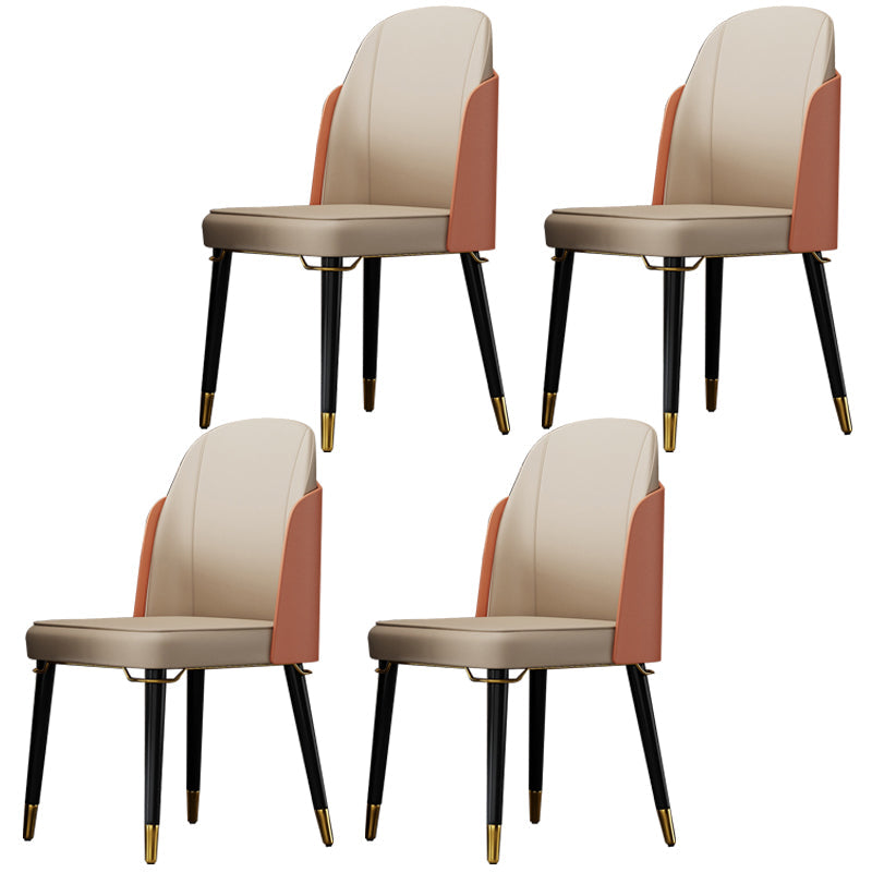 Nordic Style Wood Dining Chair PU Leather Armless Dining Chairs for Home Use Khaki-Orange 4 Piece Set Clearhalo ' kitchen&dining_furn' 'Dining Chairs' 'Dining Tables & Seating' 'dining_chair' 'furn' 'furn_dining_chair' 'Furniture' 'furniture_dining_chair' 'Kitchen & Dining Furniture' 'kitchen' 4097208