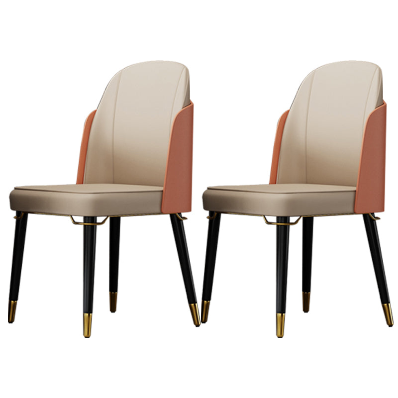 Nordic Style Wood Dining Chair PU Leather Armless Dining Chairs for Home Use Khaki-Orange 2 Piece Set Clearhalo ' kitchen&dining_furn' 'Dining Chairs' 'Dining Tables & Seating' 'dining_chair' 'furn' 'furn_dining_chair' 'Furniture' 'furniture_dining_chair' 'Kitchen & Dining Furniture' 'kitchen' 4097210