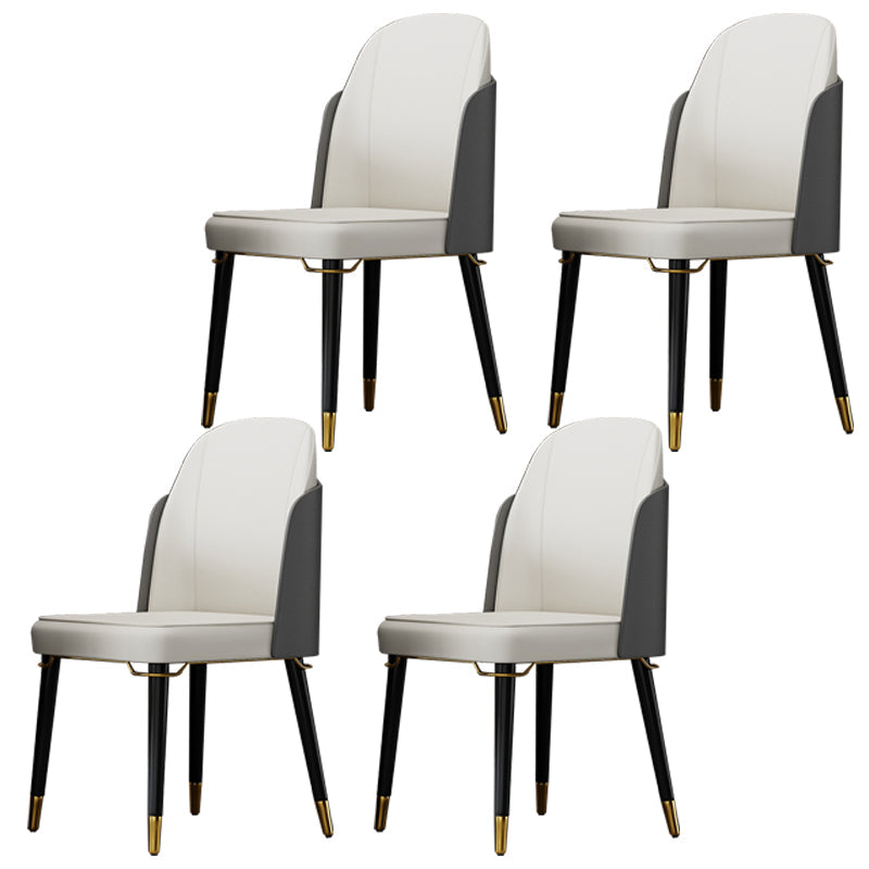 Nordic Style Wood Dining Chair PU Leather Armless Dining Chairs for Home Use White-Gray 4 Piece Set Clearhalo ' kitchen&dining_furn' 'Dining Chairs' 'Dining Tables & Seating' 'dining_chair' 'furn' 'furn_dining_chair' 'Furniture' 'furniture_dining_chair' 'Kitchen & Dining Furniture' 'kitchen' 4097211