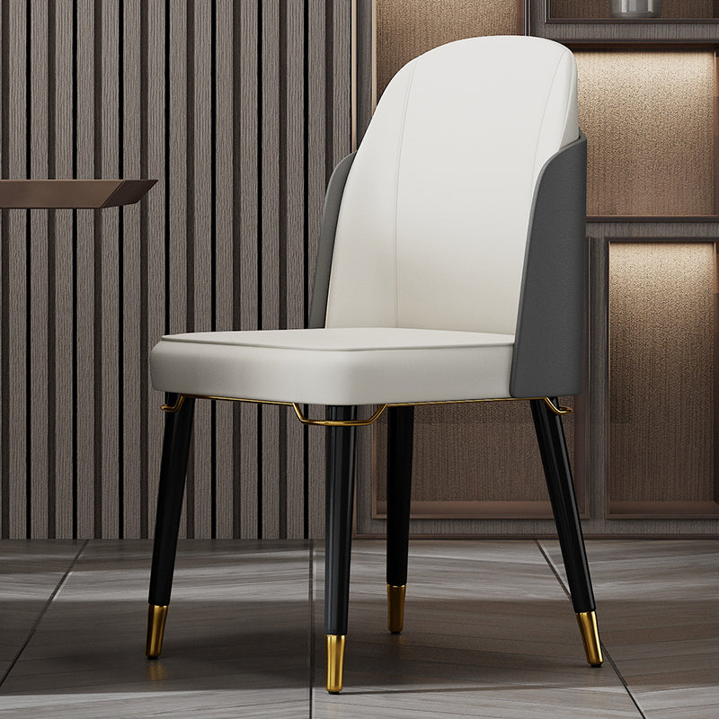 Nordic Style Wood Dining Chair PU Leather Armless Dining Chairs for Home Use White-Gray 1 Piece Clearhalo ' kitchen&dining_furn' 'Dining Chairs' 'Dining Tables & Seating' 'dining_chair' 'furn' 'furn_dining_chair' 'Furniture' 'furniture_dining_chair' 'Kitchen & Dining Furniture' 'kitchen' 4097212