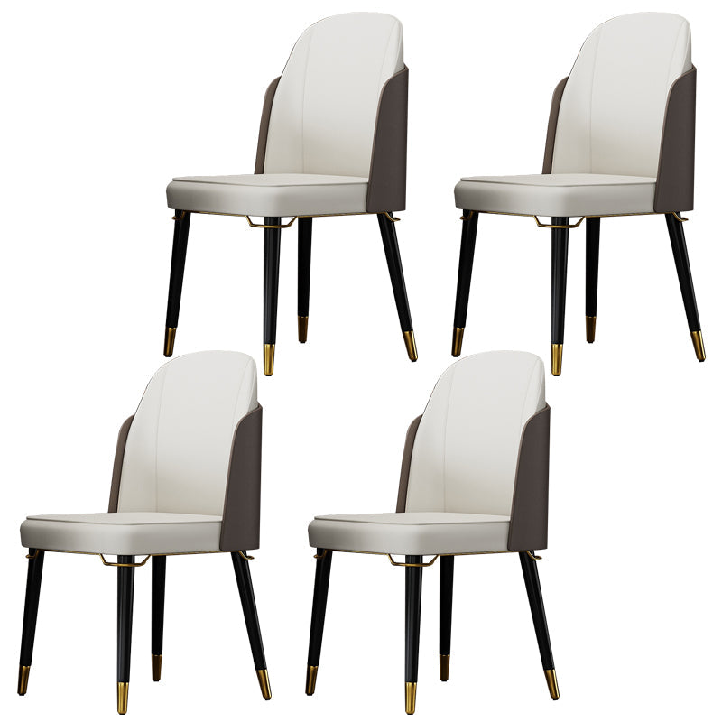 Nordic Style Wood Dining Chair PU Leather Armless Dining Chairs for Home Use Coffee-White 4 Piece Set Clearhalo ' kitchen&dining_furn' 'Dining Chairs' 'Dining Tables & Seating' 'dining_chair' 'furn' 'furn_dining_chair' 'Furniture' 'furniture_dining_chair' 'Kitchen & Dining Furniture' 'kitchen' 4097220