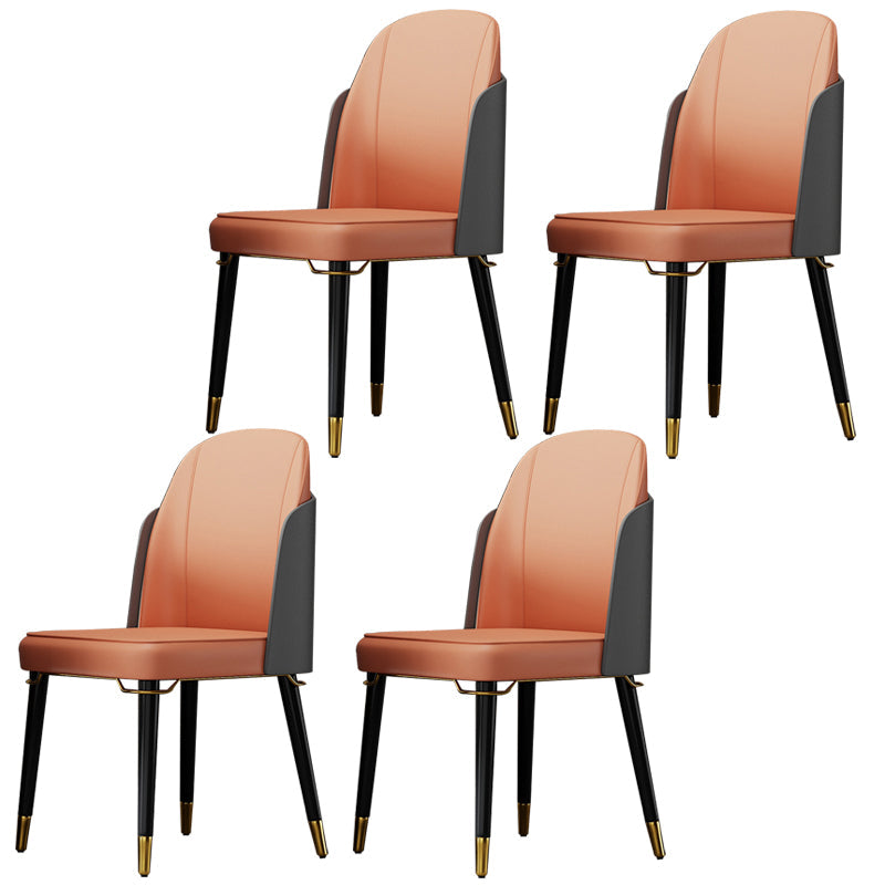 Nordic Style Wood Dining Chair PU Leather Armless Dining Chairs for Home Use Orange-Gray 4 Piece Set Clearhalo ' kitchen&dining_furn' 'Dining Chairs' 'Dining Tables & Seating' 'dining_chair' 'furn' 'furn_dining_chair' 'Furniture' 'furniture_dining_chair' 'Kitchen & Dining Furniture' 'kitchen' 4097226