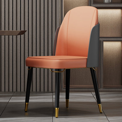 Nordic Style Wood Dining Chair PU Leather Armless Dining Chairs for Home Use Orange-Gray 1 Piece Clearhalo ' kitchen&dining_furn' 'Dining Chairs' 'Dining Tables & Seating' 'dining_chair' 'furn' 'furn_dining_chair' 'Furniture' 'furniture_dining_chair' 'Kitchen & Dining Furniture' 'kitchen' 4097227