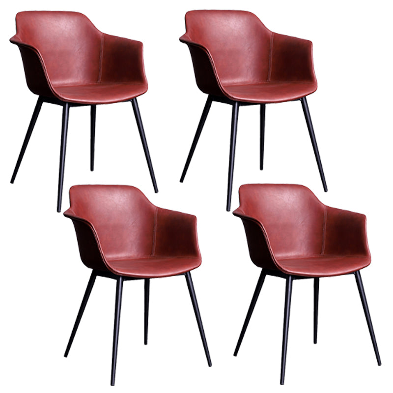 Industrial Metal Dining Room Armchair Upholstered Side Leather Chairs for Home Use Burgundy Set of 4 Clearhalo ' kitchen&dining_furn' 'Dining Chairs' 'Dining Tables & Seating' 'dining_chair' 'Furniture' 'furniture_dining_chair' 'Kitchen & Dining Furniture' 'kitchen' 4097231