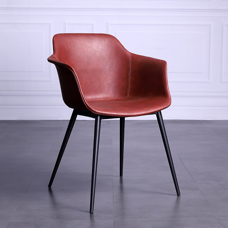 Industrial Metal Dining Room Armchair Upholstered Side Leather Chairs for Home Use Burgundy 1 Piece Clearhalo ' kitchen&dining_furn' 'Dining Chairs' 'Dining Tables & Seating' 'dining_chair' 'Furniture' 'furniture_dining_chair' 'Kitchen & Dining Furniture' 'kitchen' 4097232