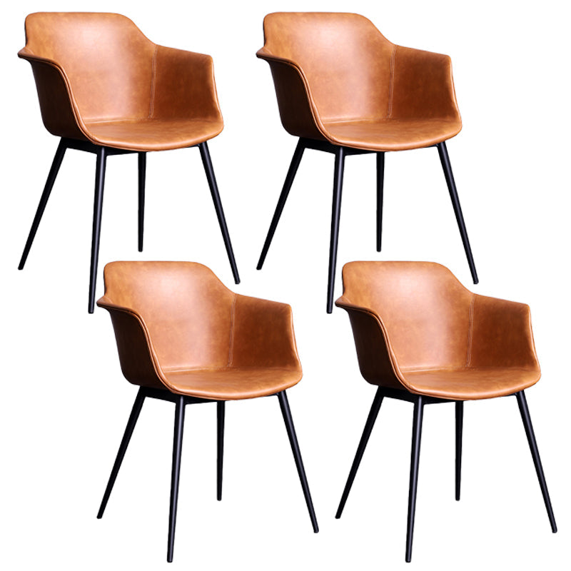 Industrial Metal Dining Room Armchair Upholstered Side Leather Chairs for Home Use Brown Set of 4 Clearhalo ' kitchen&dining_furn' 'Dining Chairs' 'Dining Tables & Seating' 'dining_chair' 'Furniture' 'furniture_dining_chair' 'Kitchen & Dining Furniture' 'kitchen' 4097237