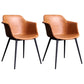 Industrial Metal Dining Room Armchair Upholstered Side Leather Chairs for Home Use Brown Set of 2 Clearhalo ' kitchen&dining_furn' 'Dining Chairs' 'Dining Tables & Seating' 'dining_chair' 'Furniture' 'furniture_dining_chair' 'Kitchen & Dining Furniture' 'kitchen' 4097240