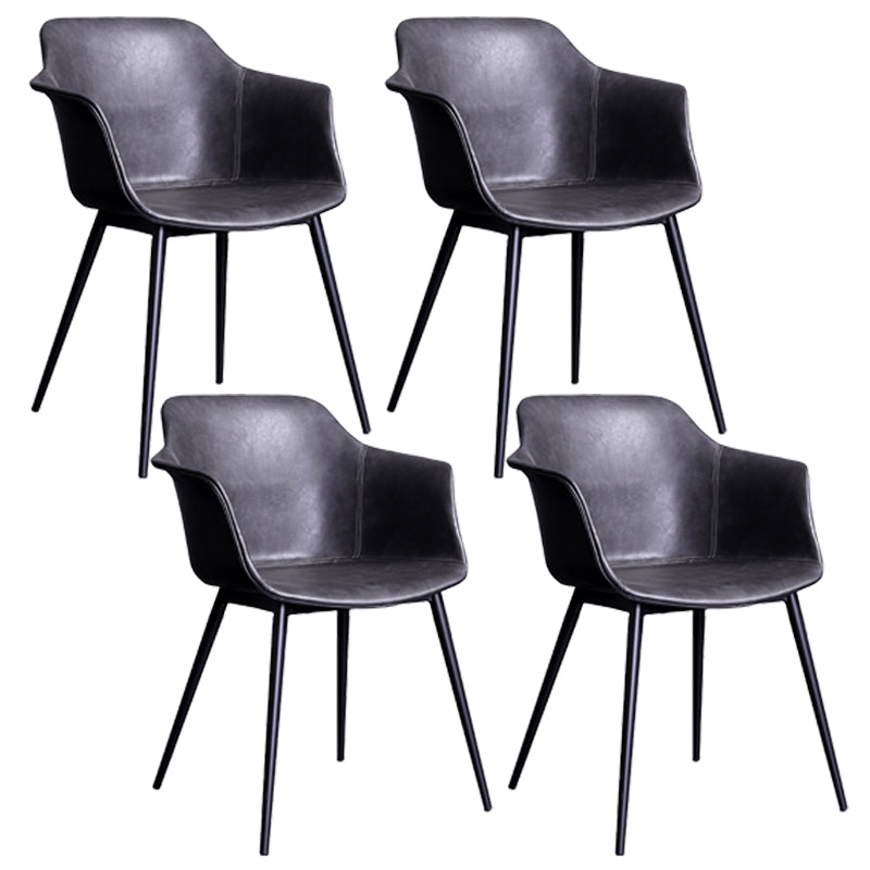 Industrial Metal Dining Room Armchair Upholstered Side Leather Chairs for Home Use Black-Gray Set of 4 Clearhalo ' kitchen&dining_furn' 'Dining Chairs' 'Dining Tables & Seating' 'dining_chair' 'Furniture' 'furniture_dining_chair' 'Kitchen & Dining Furniture' 'kitchen' 4097242