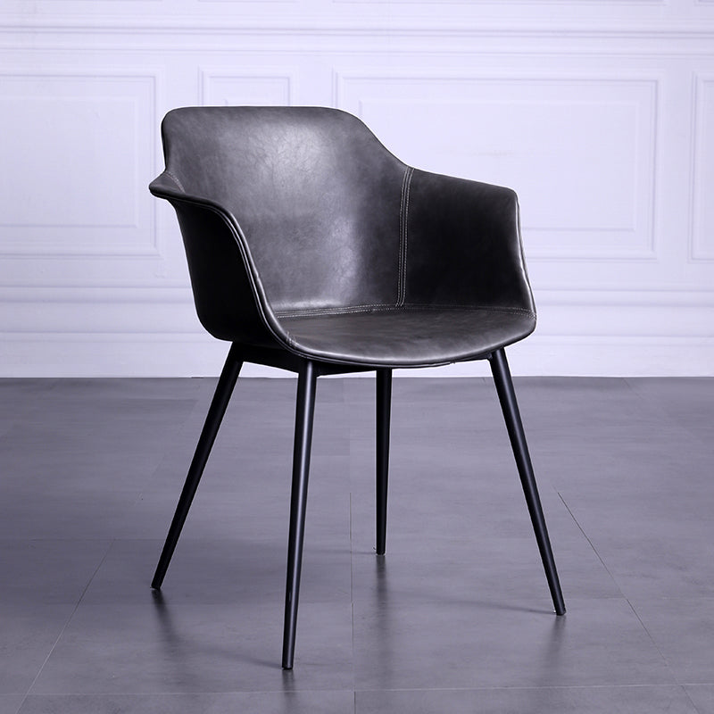 Industrial Metal Dining Room Armchair Upholstered Side Leather Chairs for Home Use Black-Gray 1 Piece Clearhalo ' kitchen&dining_furn' 'Dining Chairs' 'Dining Tables & Seating' 'dining_chair' 'Furniture' 'furniture_dining_chair' 'Kitchen & Dining Furniture' 'kitchen' 4097245