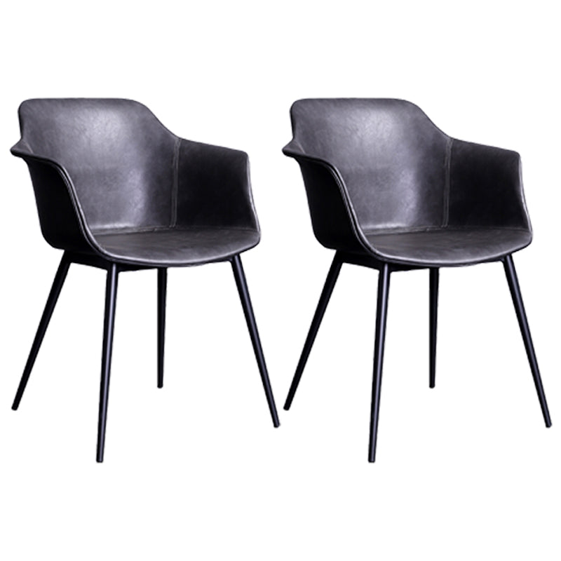 Industrial Metal Dining Room Armchair Upholstered Side Leather Chairs for Home Use Black-Gray Set of 2 Clearhalo ' kitchen&dining_furn' 'Dining Chairs' 'Dining Tables & Seating' 'dining_chair' 'Furniture' 'furniture_dining_chair' 'Kitchen & Dining Furniture' 'kitchen' 4097247