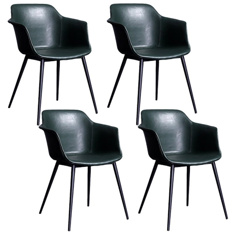 Industrial Metal Dining Room Armchair Upholstered Side Leather Chairs for Home Use Blackish Green Set of 4 Clearhalo ' kitchen&dining_furn' 'Dining Chairs' 'Dining Tables & Seating' 'dining_chair' 'Furniture' 'furniture_dining_chair' 'Kitchen & Dining Furniture' 'kitchen' 4097248