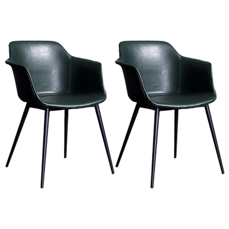Industrial Metal Dining Room Armchair Upholstered Side Leather Chairs for Home Use Blackish Green Set of 2 Clearhalo ' kitchen&dining_furn' 'Dining Chairs' 'Dining Tables & Seating' 'dining_chair' 'Furniture' 'furniture_dining_chair' 'Kitchen & Dining Furniture' 'kitchen' 4097252