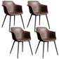 Industrial Metal Dining Room Armchair Upholstered Side Leather Chairs for Home Use Khaki Set of 4 Clearhalo ' kitchen&dining_furn' 'Dining Chairs' 'Dining Tables & Seating' 'dining_chair' 'Furniture' 'furniture_dining_chair' 'Kitchen & Dining Furniture' 'kitchen' 4097253