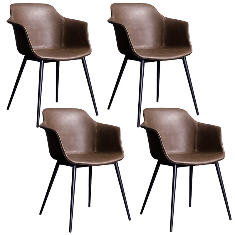 Industrial Metal Dining Room Armchair Upholstered Side Leather Chairs for Home Use Khaki Set of 4 Clearhalo ' kitchen&dining_furn' 'Dining Chairs' 'Dining Tables & Seating' 'dining_chair' 'Furniture' 'furniture_dining_chair' 'Kitchen & Dining Furniture' 'kitchen' 4097253