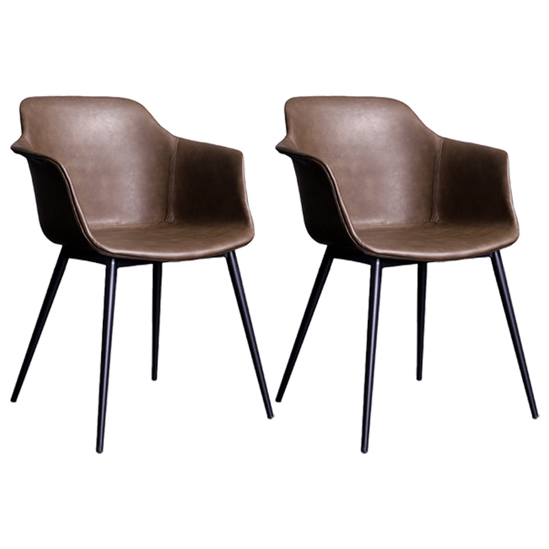 Industrial Metal Dining Room Armchair Upholstered Side Leather Chairs for Home Use Khaki Set of 2 Clearhalo ' kitchen&dining_furn' 'Dining Chairs' 'Dining Tables & Seating' 'dining_chair' 'Furniture' 'furniture_dining_chair' 'Kitchen & Dining Furniture' 'kitchen' 4097255