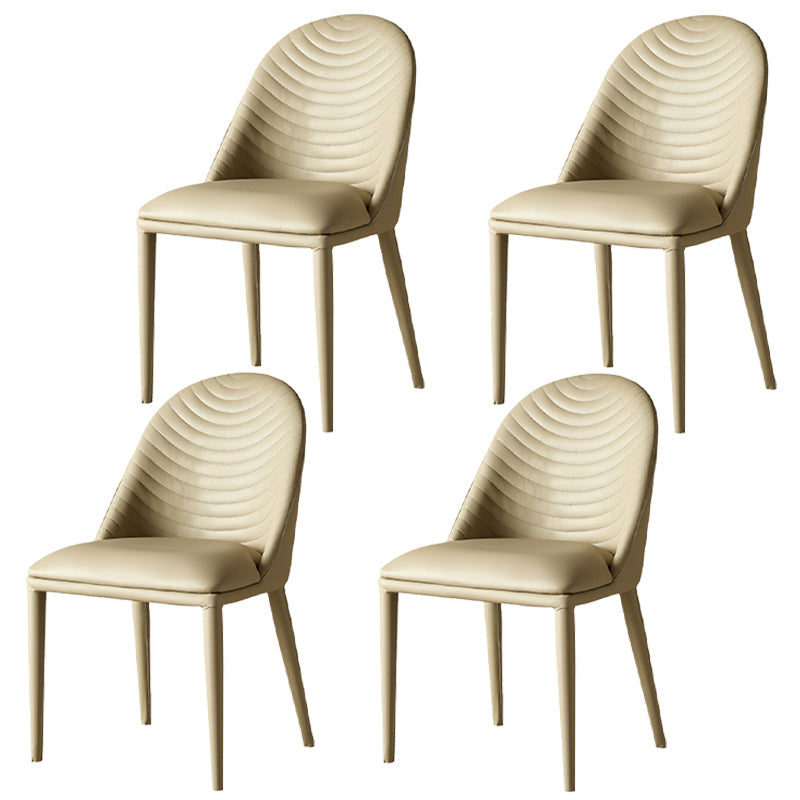 Contemporary Metal Dining Room Chairs Dining Armless Faux Leather Chairs Beige 4 Piece Set Clearhalo ' kitchen&dining_furn' 'Dining Chairs' 'Dining Tables & Seating' 'dining_chair' 'furn' 'furn_dining_chair' 'Furniture' 'furniture_dining_chair' 'Kitchen & Dining Furniture' 'kitchen' 4097270