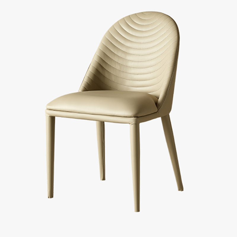 Contemporary Metal Dining Room Chairs Dining Armless Faux Leather Chairs Beige 1 Piece Clearhalo ' kitchen&dining_furn' 'Dining Chairs' 'Dining Tables & Seating' 'dining_chair' 'furn' 'furn_dining_chair' 'Furniture' 'furniture_dining_chair' 'Kitchen & Dining Furniture' 'kitchen' 4097271