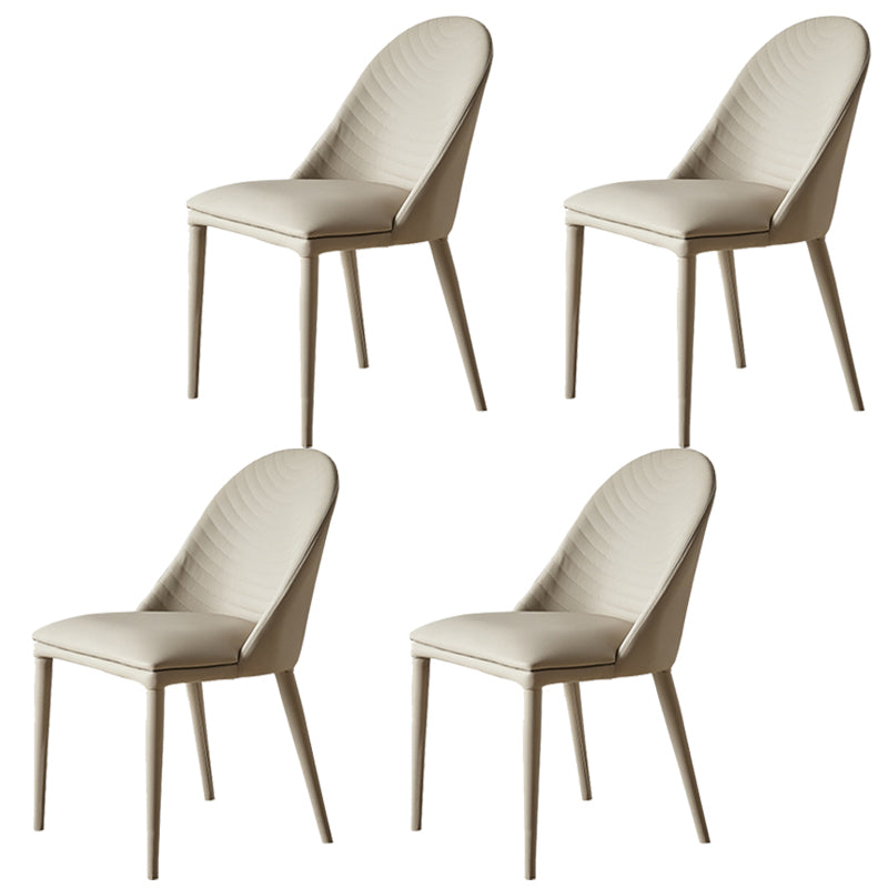 Contemporary Metal Dining Room Chairs Dining Armless Faux Leather Chairs Light Gray 4 Piece Set Clearhalo ' kitchen&dining_furn' 'Dining Chairs' 'Dining Tables & Seating' 'dining_chair' 'furn' 'furn_dining_chair' 'Furniture' 'furniture_dining_chair' 'Kitchen & Dining Furniture' 'kitchen' 4097275