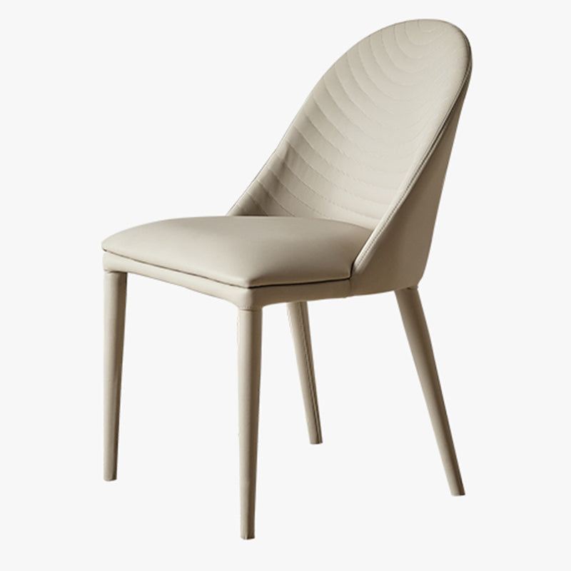 Contemporary Metal Dining Room Chairs Dining Armless Faux Leather Chairs Light Gray 1 Piece Clearhalo ' kitchen&dining_furn' 'Dining Chairs' 'Dining Tables & Seating' 'dining_chair' 'furn' 'furn_dining_chair' 'Furniture' 'furniture_dining_chair' 'Kitchen & Dining Furniture' 'kitchen' 4097277