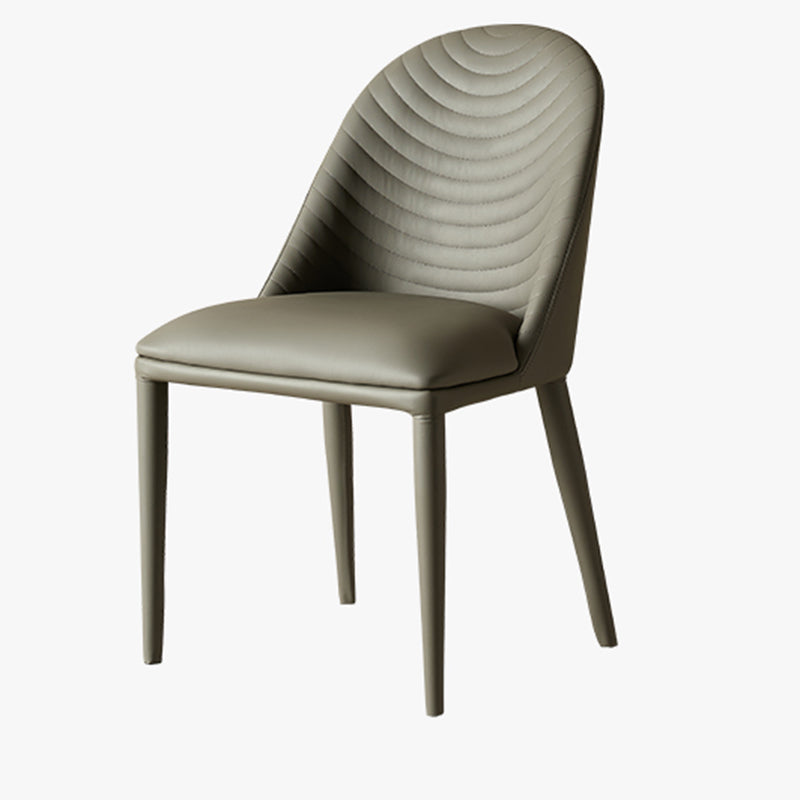 Contemporary Metal Dining Room Chairs Dining Armless Faux Leather Chairs Grey 1 Piece Clearhalo ' kitchen&dining_furn' 'Dining Chairs' 'Dining Tables & Seating' 'dining_chair' 'furn' 'furn_dining_chair' 'Furniture' 'furniture_dining_chair' 'Kitchen & Dining Furniture' 'kitchen' 4097284