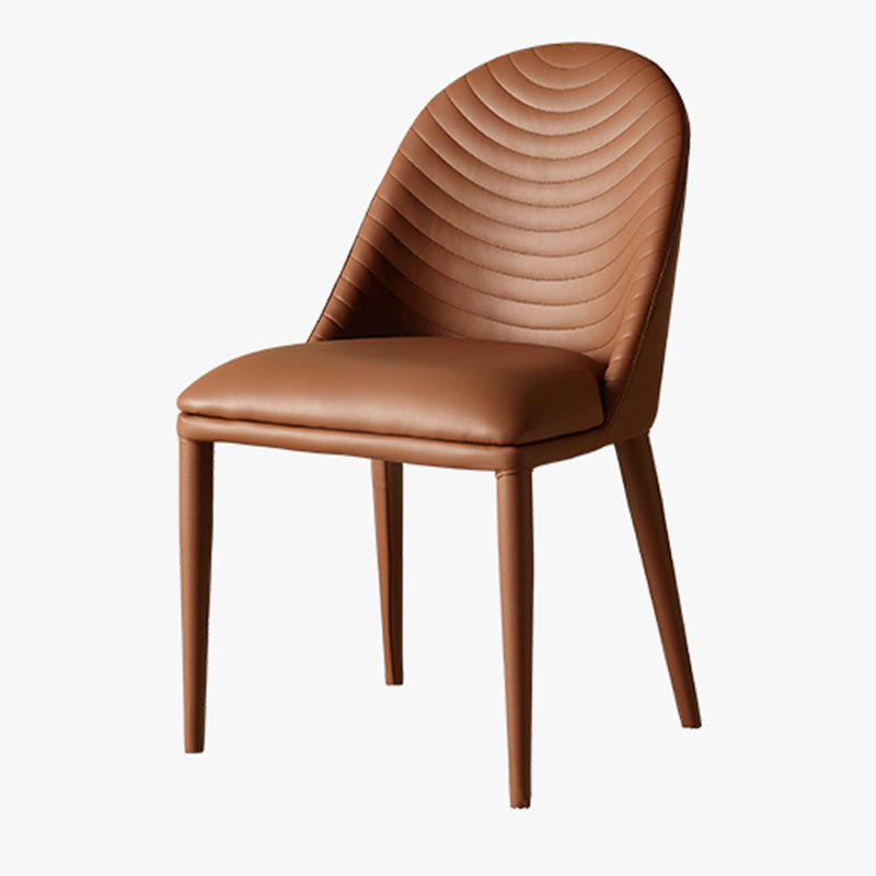 Contemporary Metal Dining Room Chairs Dining Armless Faux Leather Chairs Brown 1 Piece Clearhalo ' kitchen&dining_furn' 'Dining Chairs' 'Dining Tables & Seating' 'dining_chair' 'furn' 'furn_dining_chair' 'Furniture' 'furniture_dining_chair' 'Kitchen & Dining Furniture' 'kitchen' 4097289