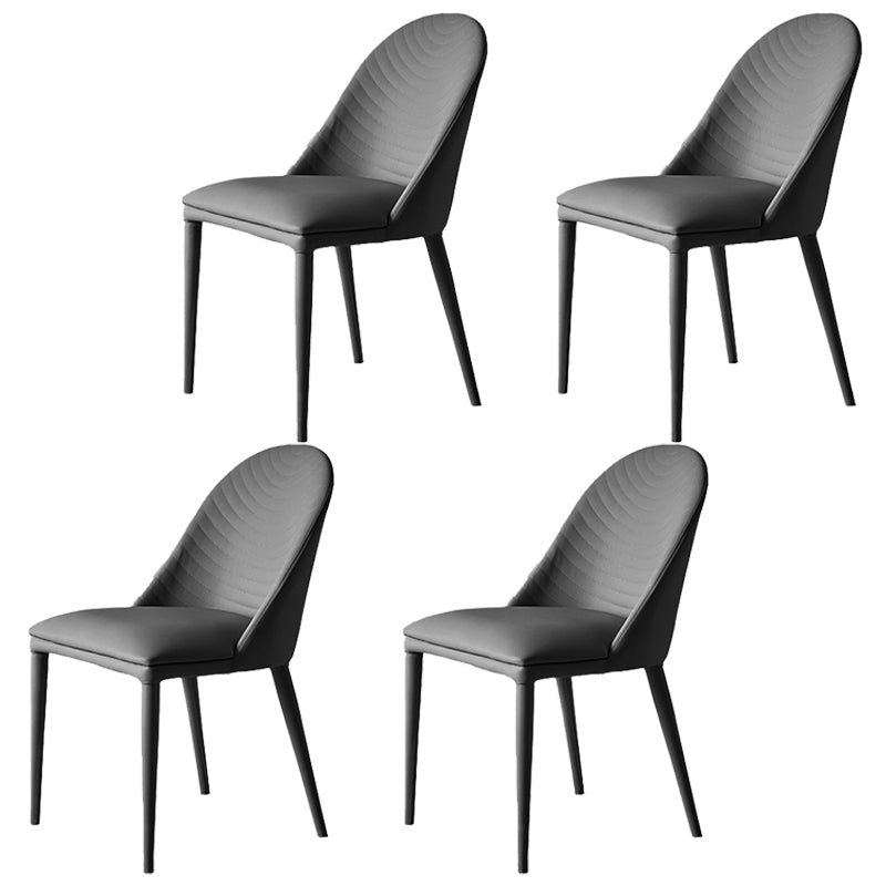 Contemporary Metal Dining Room Chairs Dining Armless Faux Leather Chairs Dark Gray 4 Piece Set Clearhalo ' kitchen&dining_furn' 'Dining Chairs' 'Dining Tables & Seating' 'dining_chair' 'furn' 'furn_dining_chair' 'Furniture' 'furniture_dining_chair' 'Kitchen & Dining Furniture' 'kitchen' 4097293