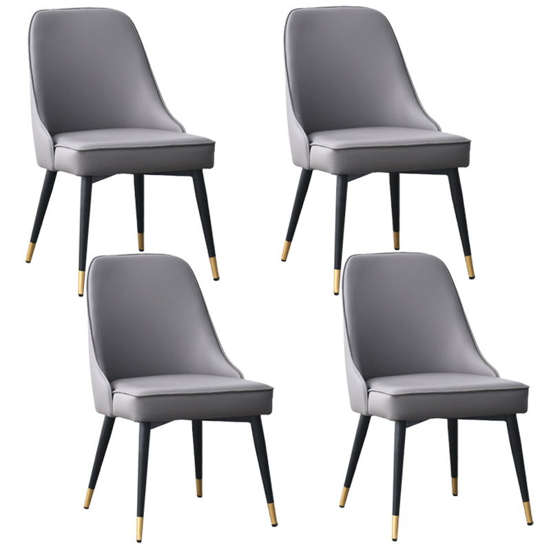 Nordic Style Metal Dining Armless Chair Upholstered Fabric Dining Side Chair Grey 4 Piece Set Black Gold Clearhalo ' kitchen&dining_furn' 'Dining Chairs' 'Dining Tables & Seating' 'dining_chair' 'furn' 'furn_dining_chair' 'Furniture' 'furniture_dining_chair' 'Kitchen & Dining Furniture' 'kitchen' 4097298