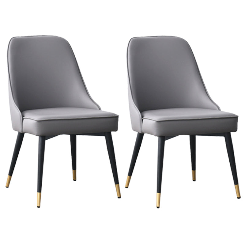 Nordic Style Metal Dining Armless Chair Upholstered Fabric Dining Side Chair Grey 2 Piece Set Black Gold Clearhalo ' kitchen&dining_furn' 'Dining Chairs' 'Dining Tables & Seating' 'dining_chair' 'furn' 'furn_dining_chair' 'Furniture' 'furniture_dining_chair' 'Kitchen & Dining Furniture' 'kitchen' 4097301