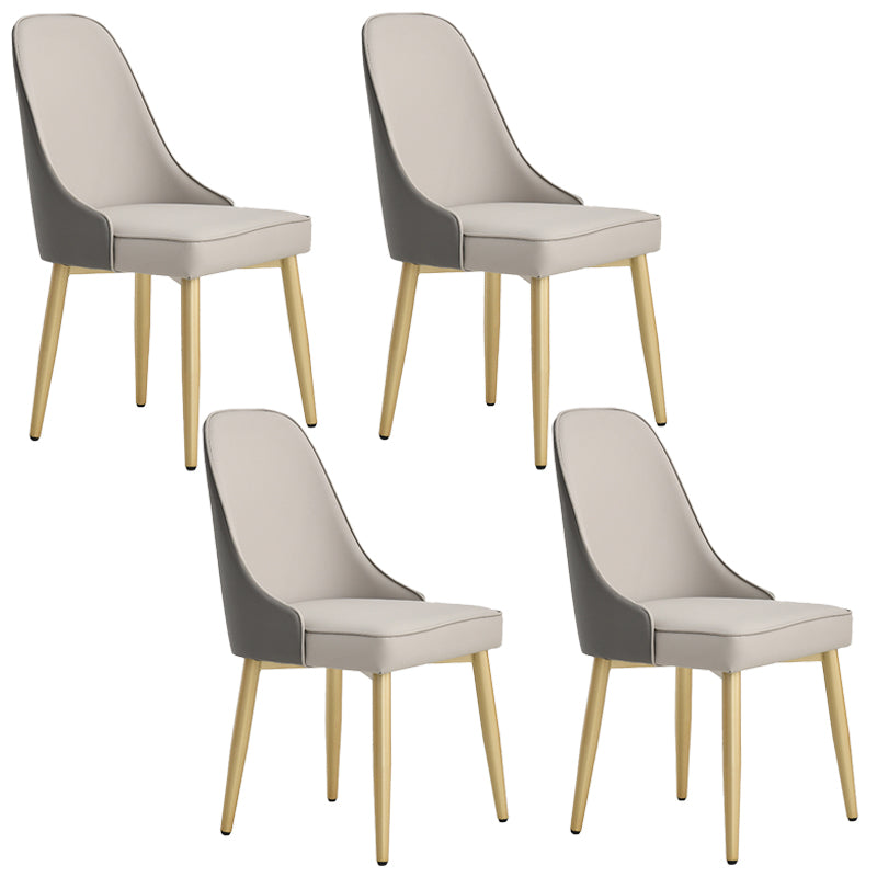 Nordic Style Metal Dining Armless Chair Upholstered Fabric Dining Side Chair Light Gray 4 Piece Set Brass Gold Clearhalo ' kitchen&dining_furn' 'Dining Chairs' 'Dining Tables & Seating' 'dining_chair' 'furn' 'furn_dining_chair' 'Furniture' 'furniture_dining_chair' 'Kitchen & Dining Furniture' 'kitchen' 4097304