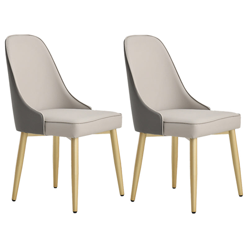 Nordic Style Metal Dining Armless Chair Upholstered Fabric Dining Side Chair Light Gray 2 Piece Set Brass Gold Clearhalo ' kitchen&dining_furn' 'Dining Chairs' 'Dining Tables & Seating' 'dining_chair' 'furn' 'furn_dining_chair' 'Furniture' 'furniture_dining_chair' 'Kitchen & Dining Furniture' 'kitchen' 4097307