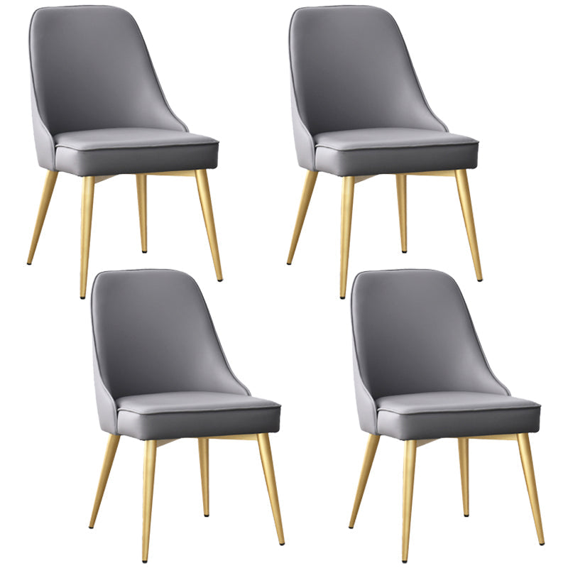 Nordic Style Metal Dining Armless Chair Upholstered Fabric Dining Side Chair Grey 4 Piece Set Brass Gold Clearhalo ' kitchen&dining_furn' 'Dining Chairs' 'Dining Tables & Seating' 'dining_chair' 'furn' 'furn_dining_chair' 'Furniture' 'furniture_dining_chair' 'Kitchen & Dining Furniture' 'kitchen' 4097310