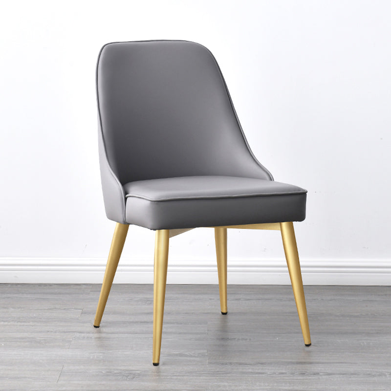 Nordic Style Metal Dining Armless Chair Upholstered Fabric Dining Side Chair Grey 1 Piece Brass Gold Clearhalo ' kitchen&dining_furn' 'Dining Chairs' 'Dining Tables & Seating' 'dining_chair' 'furn' 'furn_dining_chair' 'Furniture' 'furniture_dining_chair' 'Kitchen & Dining Furniture' 'kitchen' 4097312