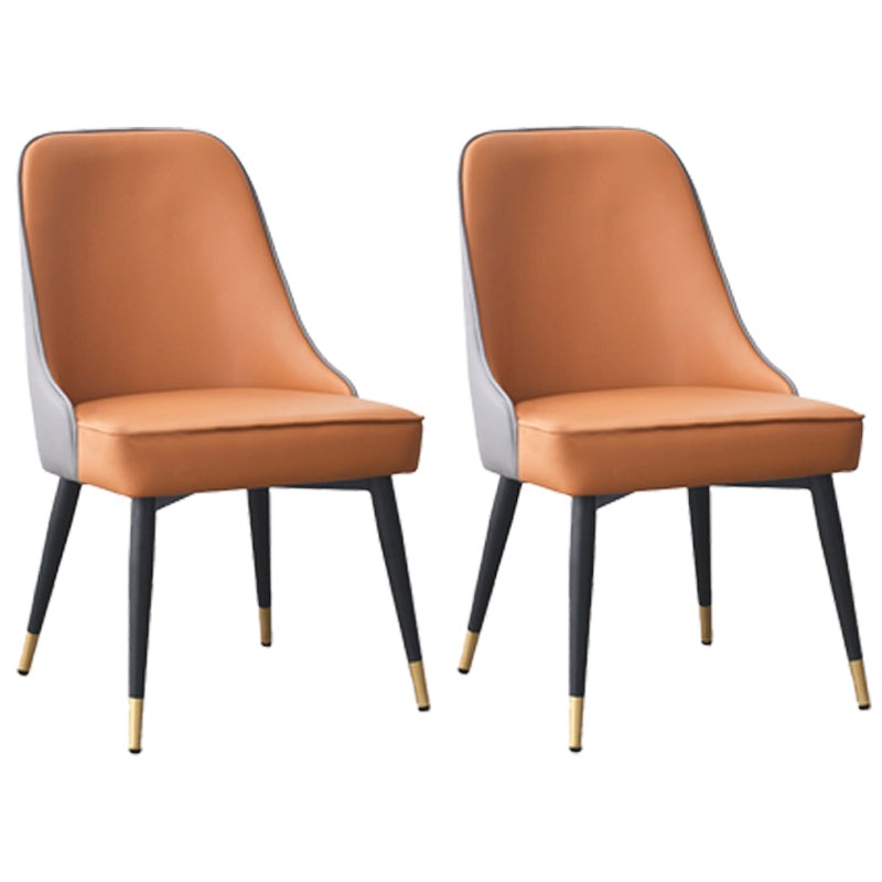 Nordic Style Metal Dining Armless Chair Upholstered Fabric Dining Side Chair Brown 2 Piece Set Black Gold Clearhalo ' kitchen&dining_furn' 'Dining Chairs' 'Dining Tables & Seating' 'dining_chair' 'furn' 'furn_dining_chair' 'Furniture' 'furniture_dining_chair' 'Kitchen & Dining Furniture' 'kitchen' 4097324