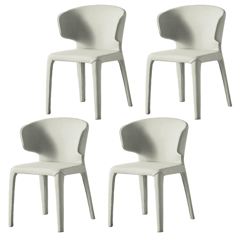 Modern Indoor-Outdoor Dining Room Chairs Dining Armless Faux Leather Chairs Off-White 4 Piece Set Clearhalo ' kitchen&dining_furn' 'Dining Chairs' 'Dining Tables & Seating' 'dining_chair' 'furn' 'furn_dining_chair' 'Furniture' 'furniture_dining_chair' 'Kitchen & Dining Furniture' 'kitchen' 4097330