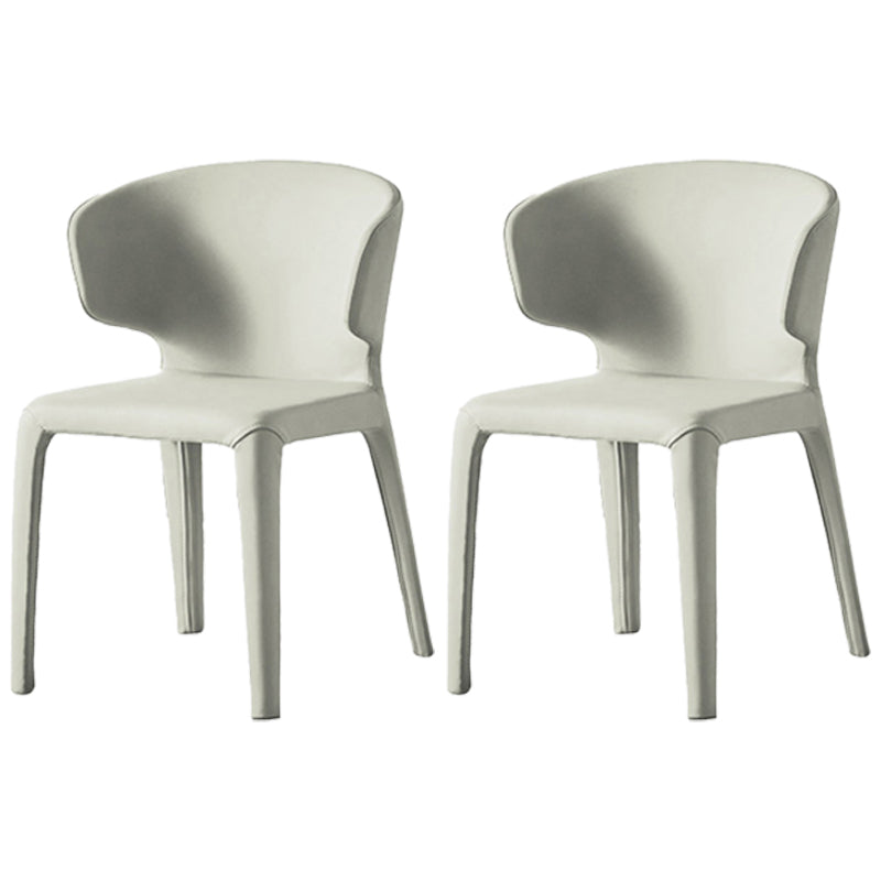 Modern Indoor-Outdoor Dining Room Chairs Dining Armless Faux Leather Chairs Off-White 2 Piece Set Clearhalo ' kitchen&dining_furn' 'Dining Chairs' 'Dining Tables & Seating' 'dining_chair' 'furn' 'furn_dining_chair' 'Furniture' 'furniture_dining_chair' 'Kitchen & Dining Furniture' 'kitchen' 4097333