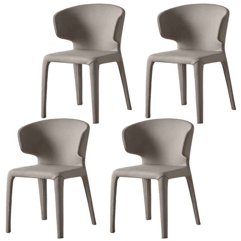Modern Indoor-Outdoor Dining Room Chairs Dining Armless Faux Leather Chairs Grey 4 Piece Set Clearhalo ' kitchen&dining_furn' 'Dining Chairs' 'Dining Tables & Seating' 'dining_chair' 'furn' 'furn_dining_chair' 'Furniture' 'furniture_dining_chair' 'Kitchen & Dining Furniture' 'kitchen' 4097335