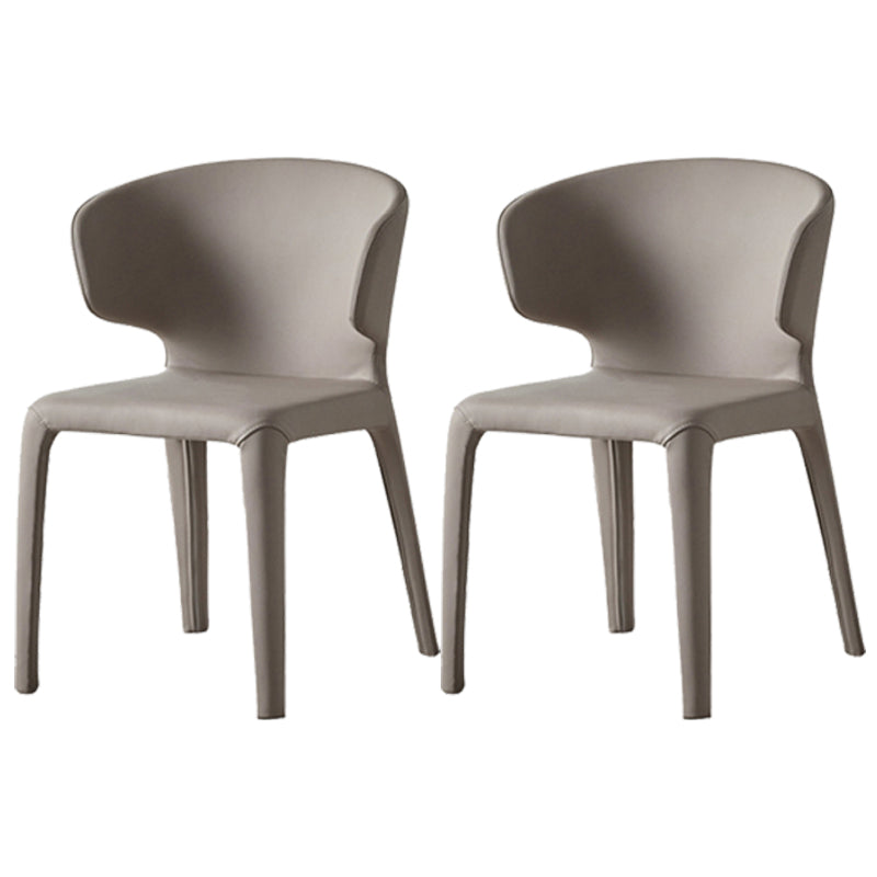 Modern Indoor-Outdoor Dining Room Chairs Dining Armless Faux Leather Chairs Grey 2 Piece Set Clearhalo ' kitchen&dining_furn' 'Dining Chairs' 'Dining Tables & Seating' 'dining_chair' 'furn' 'furn_dining_chair' 'Furniture' 'furniture_dining_chair' 'Kitchen & Dining Furniture' 'kitchen' 4097339
