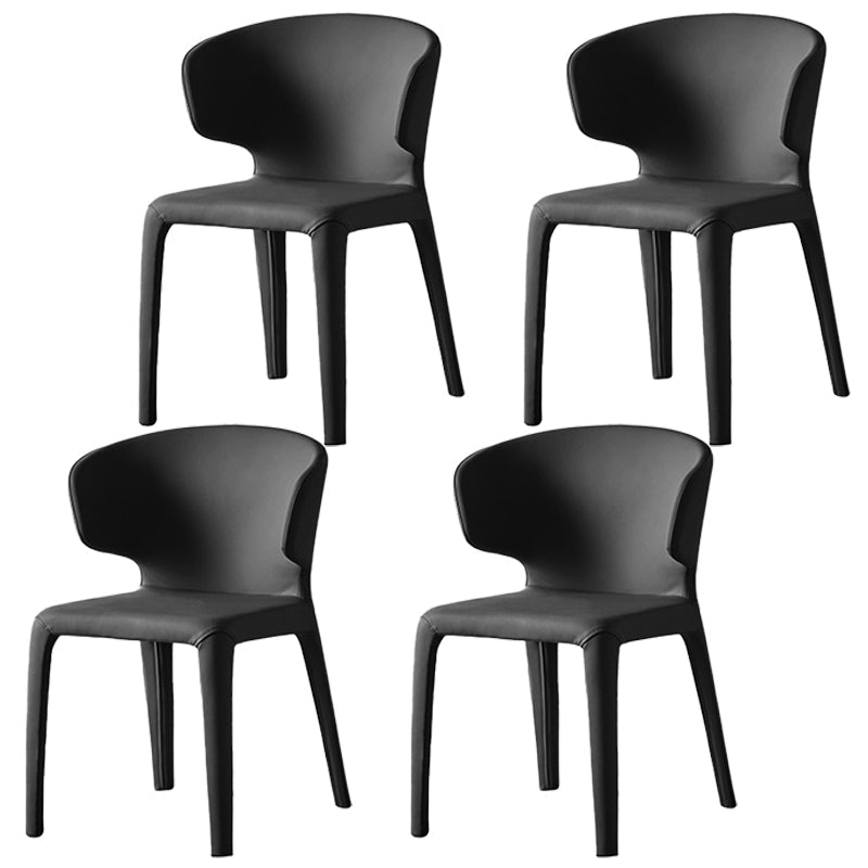 Modern Indoor-Outdoor Dining Room Chairs Dining Armless Faux Leather Chairs Black 4 Piece Set Clearhalo ' kitchen&dining_furn' 'Dining Chairs' 'Dining Tables & Seating' 'dining_chair' 'furn' 'furn_dining_chair' 'Furniture' 'furniture_dining_chair' 'Kitchen & Dining Furniture' 'kitchen' 4097342