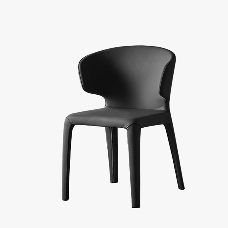 Modern Indoor-Outdoor Dining Room Chairs Dining Armless Faux Leather Chairs Black 1 Piece Clearhalo ' kitchen&dining_furn' 'Dining Chairs' 'Dining Tables & Seating' 'dining_chair' 'furn' 'furn_dining_chair' 'Furniture' 'furniture_dining_chair' 'Kitchen & Dining Furniture' 'kitchen' 4097344