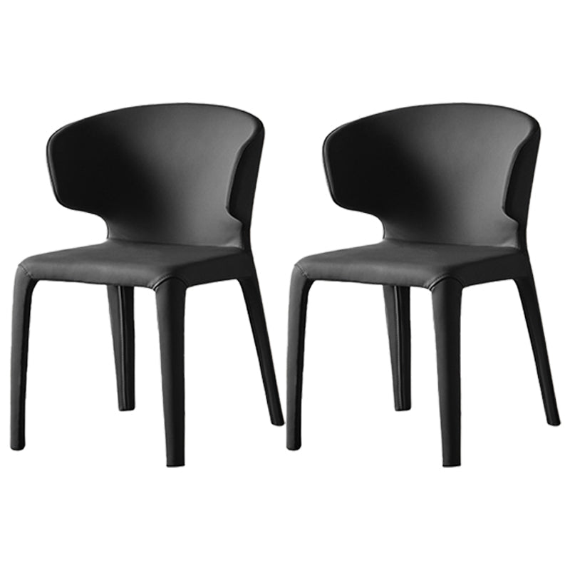Modern Indoor-Outdoor Dining Room Chairs Dining Armless Faux Leather Chairs Black 2 Piece Set Clearhalo ' kitchen&dining_furn' 'Dining Chairs' 'Dining Tables & Seating' 'dining_chair' 'furn' 'furn_dining_chair' 'Furniture' 'furniture_dining_chair' 'Kitchen & Dining Furniture' 'kitchen' 4097345