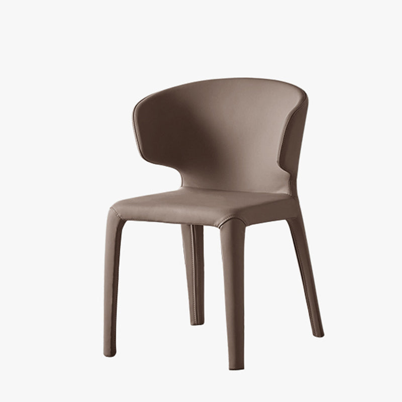 Modern Indoor-Outdoor Dining Room Chairs Dining Armless Faux Leather Chairs Brown 1 Piece Clearhalo ' kitchen&dining_furn' 'Dining Chairs' 'Dining Tables & Seating' 'dining_chair' 'furn' 'furn_dining_chair' 'Furniture' 'furniture_dining_chair' 'Kitchen & Dining Furniture' 'kitchen' 4097350