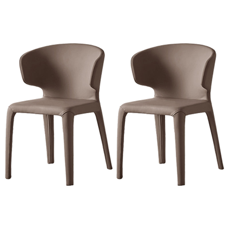 Modern Indoor-Outdoor Dining Room Chairs Dining Armless Faux Leather Chairs Brown 2 Piece Set Clearhalo ' kitchen&dining_furn' 'Dining Chairs' 'Dining Tables & Seating' 'dining_chair' 'furn' 'furn_dining_chair' 'Furniture' 'furniture_dining_chair' 'Kitchen & Dining Furniture' 'kitchen' 4097351