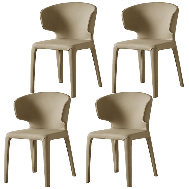 Modern Indoor-Outdoor Dining Room Chairs Dining Armless Faux Leather Chairs Beige 4 Piece Set Clearhalo ' kitchen&dining_furn' 'Dining Chairs' 'Dining Tables & Seating' 'dining_chair' 'furn' 'furn_dining_chair' 'Furniture' 'furniture_dining_chair' 'Kitchen & Dining Furniture' 'kitchen' 4097352