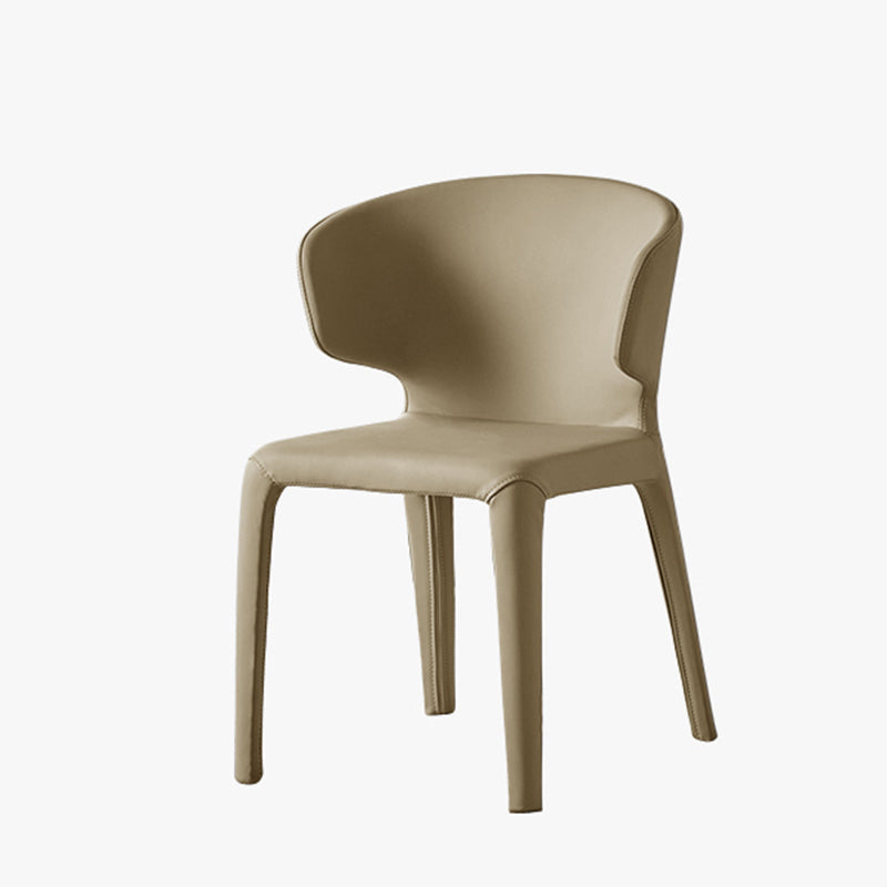 Modern Indoor-Outdoor Dining Room Chairs Dining Armless Faux Leather Chairs Beige 1 Piece Clearhalo ' kitchen&dining_furn' 'Dining Chairs' 'Dining Tables & Seating' 'dining_chair' 'furn' 'furn_dining_chair' 'Furniture' 'furniture_dining_chair' 'Kitchen & Dining Furniture' 'kitchen' 4097353