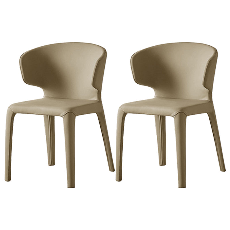 Modern Indoor-Outdoor Dining Room Chairs Dining Armless Faux Leather Chairs Beige 2 Piece Set Clearhalo ' kitchen&dining_furn' 'Dining Chairs' 'Dining Tables & Seating' 'dining_chair' 'furn' 'furn_dining_chair' 'Furniture' 'furniture_dining_chair' 'Kitchen & Dining Furniture' 'kitchen' 4097354
