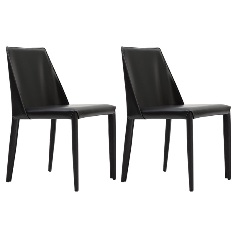 Modern Style Home Side Chair Solid Back Upholstered Dining Room Chair (Set of 2) Black Clearhalo ' kitchen&dining_furn' 'Dining Chairs' 'Dining Tables & Seating' 'dining_chair' 'furn' 'furn_dining_chair' 'Furniture' 'furniture_dining_chair' 'Kitchen & Dining Furniture' 'kitchen' 4097383