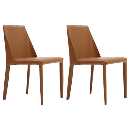Modern Style Home Side Chair Solid Back Upholstered Dining Room Chair (Set of 2) Yellow-Brown Clearhalo ' kitchen&dining_furn' 'Dining Chairs' 'Dining Tables & Seating' 'dining_chair' 'furn' 'furn_dining_chair' 'Furniture' 'furniture_dining_chair' 'Kitchen & Dining Furniture' 'kitchen' 4097386